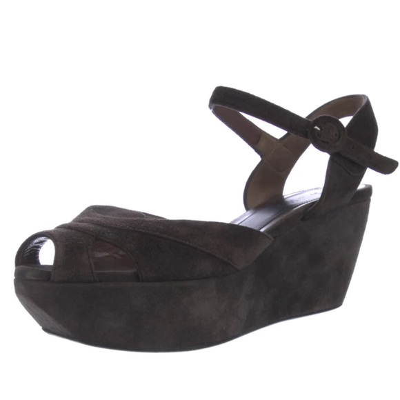 MARNI Suede Ankle Strap Platform Wedge Black Sandal - Picture 12 of 12